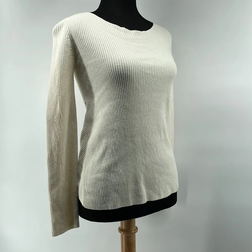 ARITZIA Babaton Kitano wool linen blend sweater criss cross minimalist sz xs